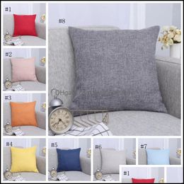 Pillow Case Bedding Supplies Home Textiles Garden Ll Linen Candy Color Cushion Ers Solid Square Throw Pillowcase Dhwgs