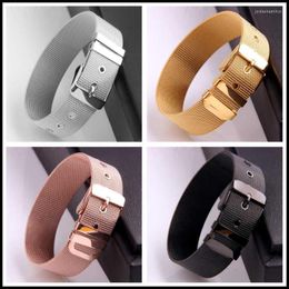 Fashion Jewelry Stainless Steel Silver Color/Gold/Black/Rose Gold Belt Design Adjustable Length Mens Womens Bracelet Wristband Link Chain