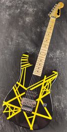 Electric guitar, black and yellow stripes, good maple fingerboard, sold in stock