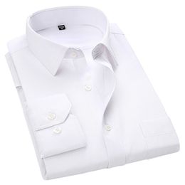 4XL 5XL 6XL 7XL 8XL Large Size Mens Business Casual Long Sleeved Shirt White Blue Black Smart Male Social Dress Shirts For Plus 220727