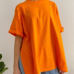 Cotton Oversized T Shirt Women Green Loose Basic Casual O Neck Solid Outfits Soft Tee Shirt Summer Short Sleeve Tops Women W220615