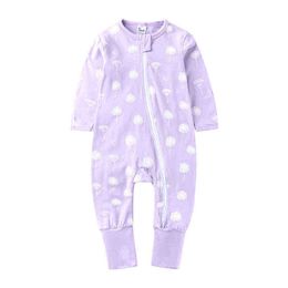 Sonbahar Unisex Bebek Uzun Kollu Romper Kız Kızlar Mor Tulum Roupas Bebes Sweetwear 0-2 Yıllık Bebek Giyim G220510