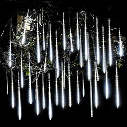8 Tubes Meteor Shower Rain Led String Lights Street Garlands Christmas Tree Decorations for Outdoor Year Fairy Garden 220809
