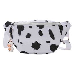 Trend Women Fanny Pack Waist Bag Cow Pattern Crossbody Chest s Oxford Cloth Shoulder Belt Beautiful Student pack J220705