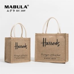 Vintage Large Capacity Shopper Handbag Eco Friendly Linen Women Tote Bags Casual Work Bag and Purses for Shopping 220611