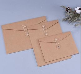 Brown Kraft Paper Document Holder File Storage Bag Pocket Envelope Blank with Storage String Lock Office Supply Pouch
