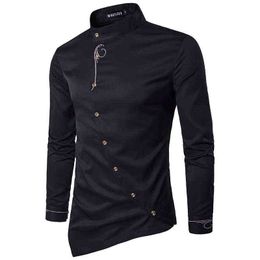 Fashion Irregular Shirt Men Brand Design Embroidery Slim Fit Casual Long Sleeve Shirts Mens Wedding Party Shirt for Male Chemise L220704