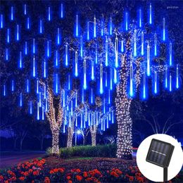 Strings LED Solar Meteor Shower String Fairy Lights Garland Christmas Decorations Outdoor Wedding Garden Street Tree 8 TubesLED