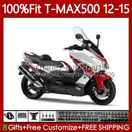 Injection Mould Fairings For YAMAHA TMAX-500 MAX-500 TMAX500 12 13 14 15 Body 113No.42 T MAX500 TMAX MAX 500 2012 2013 2014 2015 T-MAX500 12-15 OEM Bodywork White red