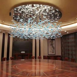 Pendant Lamps El Sales Department Lobby Restaurant Corridor Creative Quadrangular Glass Art Lighting Decoration ChandelierPendant