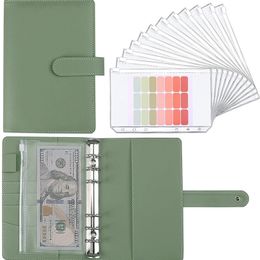 A5 A6 Budget Binder Planner with 12 Pieces Cash Envelopes Colorful PU Leather Notebook Binder with 12 PCS A6 Binder Pockets 220707