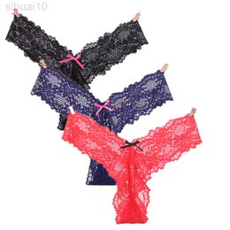 3 pcs/party Thong Full Lace Women G String Plus Size Tanga Super Sexy Underwear Lingerie Hollow Out Panties Ladies Underwear L220801