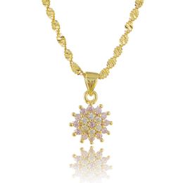 Pendant Necklaces Brand Unique Crown Cubic Zirconia &Pendants 24k Gold Colour Chain Fashion Jewellery For Women P157