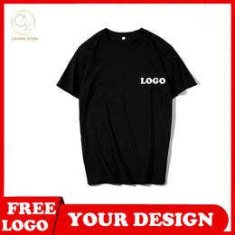 T-shirt top con più colori personalizzati in cotone di fascia alta DuPont base girocollo stampa testo marchio fai da te 220616