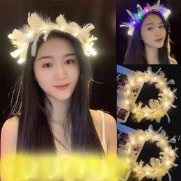 LED Luminous Feather Wreath Headband for Party Decoration Light Up Hairband Garlands Wedding Birthday Gifts JLA13384