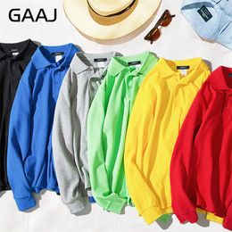 GAAJ 100% Heavy Pure Cotton Men Polo Shirt Long Sleeve Shirts Spring Autumn Casual Brand Clothing Blank Solid Mens Polos 220408