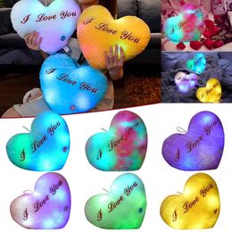 Pillow Luminous Heart Cushion Valentine's Day 7 Colour Changing Glowing Plush Doll Led Light Toys Gift Lamp CushionPillowPillow