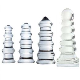 Pagoda Big Glass Anal Plug Prostate Massager Expander Huge Butt Dildo Masturbator Toys for Couples