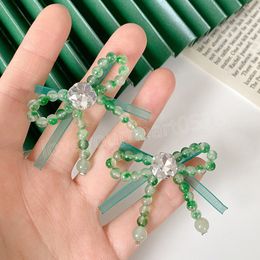 Trendy Jewellery Bowknot Dangle Earrings Trend Spring Style Glass Green Beads Earrings For Women Female Gifts