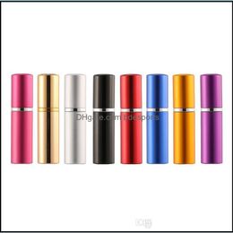 Packing Bottles Office School Business Industrial 5Ml Per Bottle Aluminium Anodized Compact Atomizer Fragrance Glass Scent-Bottle Travel R
