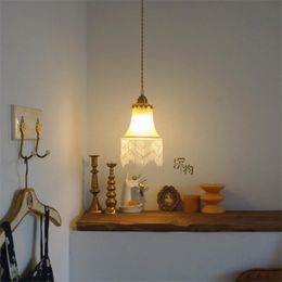 Pendant Lamps Tassel Glass Lights Retro Frosted Brass Hanging Lamp Loft Bathroom Lighting Bedroom Bedside Porch Art Deco LampsPendant