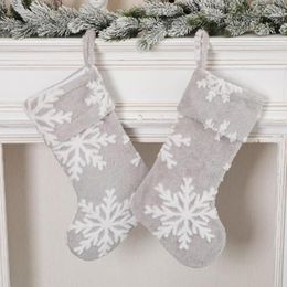 Christmas Decorations Snowflakes Pattern Stocking With Lanyard Lint Delicate Tree Outdoor Decoration