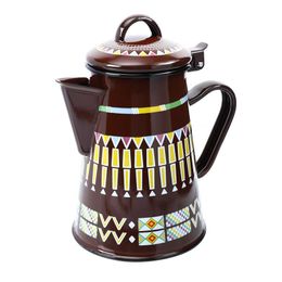 One 0.8L enamel coffee pot retro decorative flowerpot teapot enamel coffee pot enamel pot 19x11x11cm