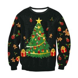 Men Women Ugly Christmas Sweater 3D Christmas Tree Gifts Printed Autumn Winter Crew Neck Sweatshirt Pullover Xmas Jumpers Tops L220730