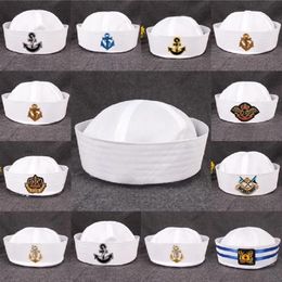 Berets Military Hats Sailor Cap White Captain Navy Marine Caps With Anchor Army For Women Men Child Fancy Cosplay Hat AccessoriesBerets