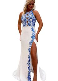 Aso Ebi 2022 Arabic Plus Size White Mermaid Sexy Prom Dresses Lace Beaded Backless Evening Formal Party Second Reception Birthday Engagement Gowns Dress ZJ577