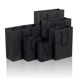 Gift Wrap 10 Size Black Paper Bag With Handle Wedding Birthday Party Gift Christmas Year SN4655