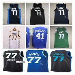 Top Men Basketball Luka 77 New Doncic Jersey Retro Dirk 41 Nowitzki Stitched Green Black White Top Quality sports Shirt Fast de jerseys