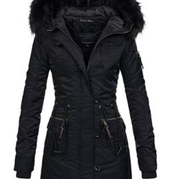 Women Winter Thicken Warm Coat Female Autumn Hooded Cotton Fur Plus Size Basic Jacket Outerwear Slim Long Ladies Chaqueta T200319