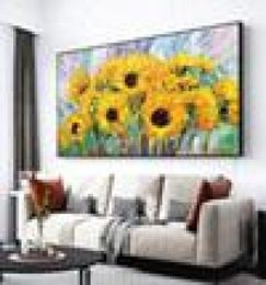 modern sunflower paintings UK - Paintings Large Size Handmade Oil Painting Abstract Sunflower On Canvas Modern Wall Art Home Decorate Hand Painted Thick Picture4027442