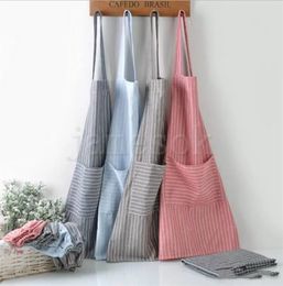 Plaid stripe Apron Adjustable Kitchen Cooking Unisex Kitchens Cook Apron With Pockets Cooks Craft Baking Cleaning Tool