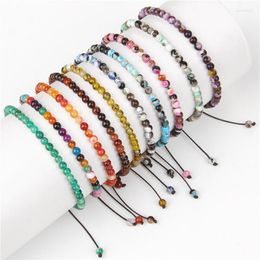 Beaded Strands Striped Agates Mini Bracelets For Women Men Fire Dragon Veins Stone Braided Bracelet Pattern Adjustable Rope JewelryBeaded La