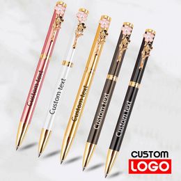 Fashion Pearl Peach Blossom Business Office Sign Wholesale Advertising Metal Ballpoint Pen Custom Student Gift 220613