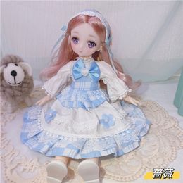 16 Bjd Anime Doll Full Set 28cm Cute Comic Face Doll Toys with Clothes Accessories Girl Dress Up Toy for Children 220707