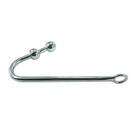 Two ball metal anal hooks steel Anal Ball on Angled Hook sexy toy Beauty Items