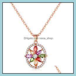 Lockets Necklaces Pendants Jewelry Wholesale European And American Selling Quality Female Necklace Inlay Zircon Micro Pendant Drop Deliver