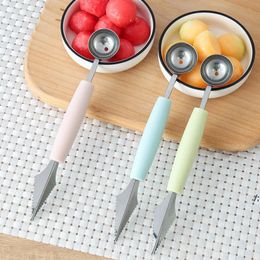 Stainless Steel Dual-head Carving Knife Fruit Tool Watermelon Ice Cream Baller Scoop Stacks Spoon Home Kitchen Accessories by sea BBB14775