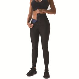 High Waistband Women Yoga Pants Sauna Sweat Leg Shaper Lined with Blue Film Adjustable Waist Trainer Slimming Body Shapers DHL