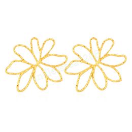 Exaggerated Gold Color Flower Dangle Earrings Vintage Punk Metal Geometric Earrings Jewelry
