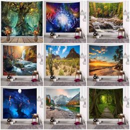 Wall Carpet Landscape Series Tapestry Cover Background Dense Forest Starry Hanging Cloth J220804