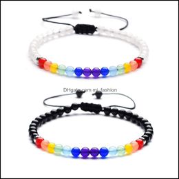 Charm Bracelets Jewellery 4Mm Thin Natural Crystal Stone Yoga 7 Chakras Healing Nce Reiki Prayer Stones Bracelet For Women Dh0Is