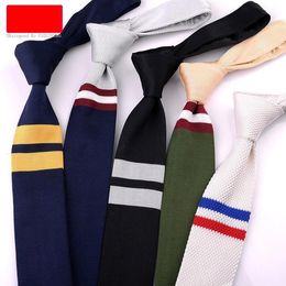 Mens Knitted Knit Leisure Striped Tie Classic Plain Corner Neck Ties For Men Skinny 5cm Normal Necktie Woven Designer Cravat