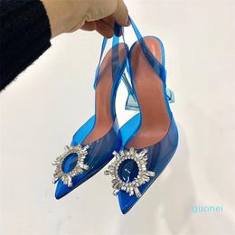 23022 Woman Shoes Sandals 2022 Luxury Design Lady Heels Flower Decoraction Ankle Strap Pumps Flip-Flops Amina Factory Price