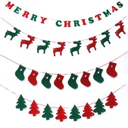 1set Merry Christmas Bunting Banners Flags Gift Hang Window Party Decoration Pull Flag for Year XMAS Tree Door Ornaments Y201020