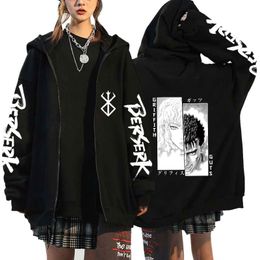 Männer Jacken Herbst Winter Zip Mantel Hoodie Mode Sweatshirt Harajuku Anime Berserker Cool Loog Hülse Männer Frauen Kleidung PuckMen's