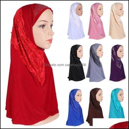Beanie/Skl Caps Hats Hats Scarves Gloves Fashion Accessories Women Muslim Flower Hijab Lace Long Scarf Islamic Amira Headwear Shawls Head